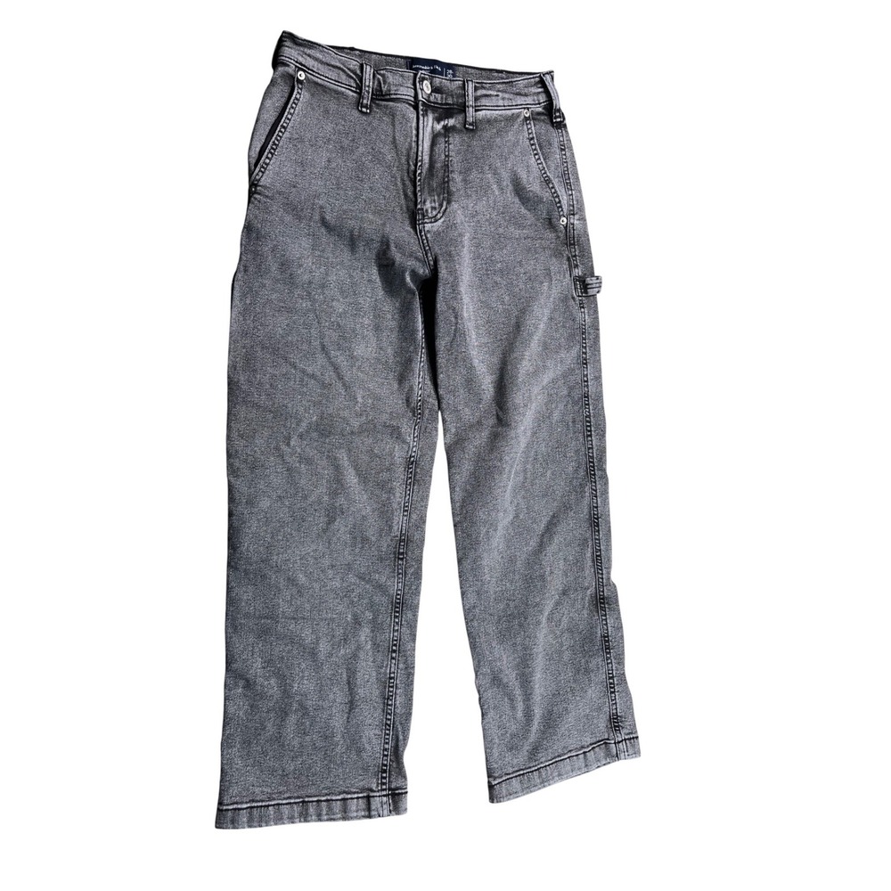 Abercrombie & Fitch Baggy Carpenter Jeans Women's 28/30 Gray‎ Black Wide Leg